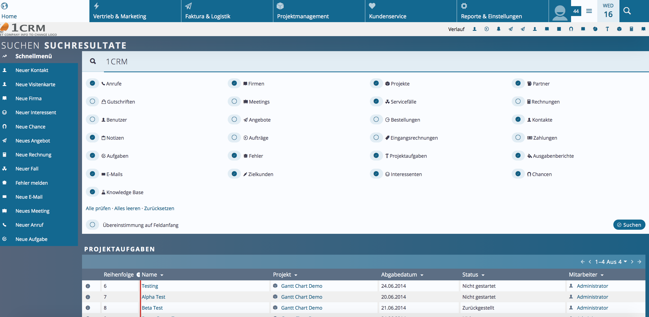 1CRM Software Screenshot 3